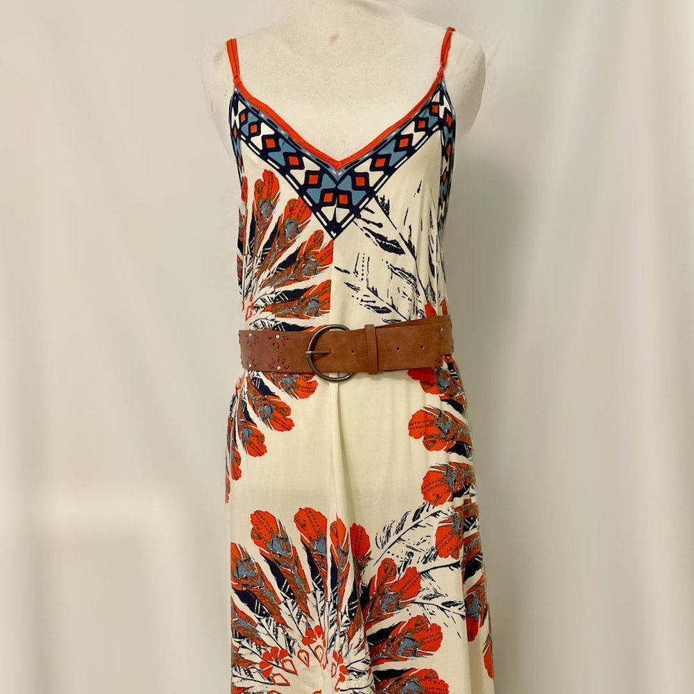 Boho Feather Design Sun Dress